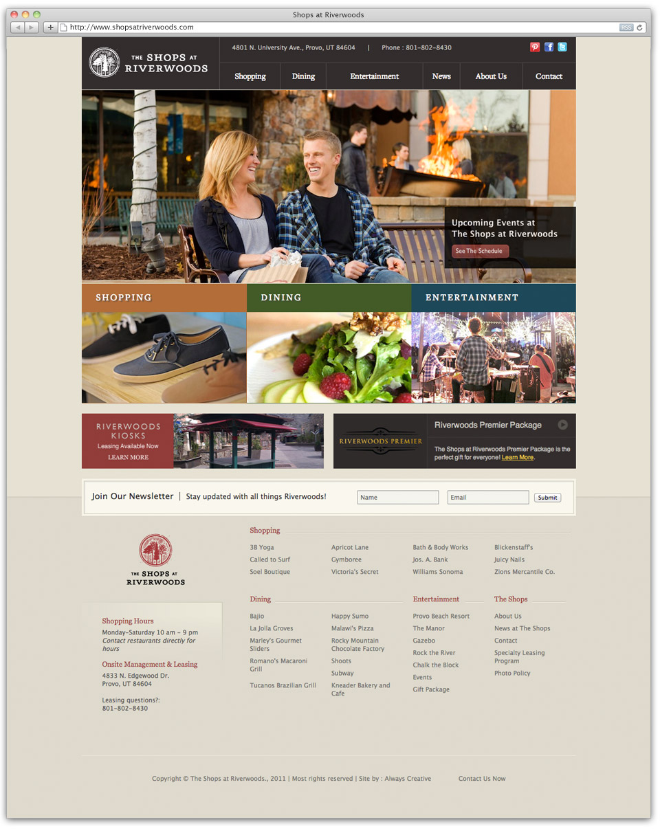 Shops at Riverwoods Responsive Website Design Sample