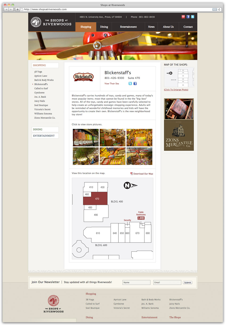 Shops at Riverwoods Responsive Website Design Sample